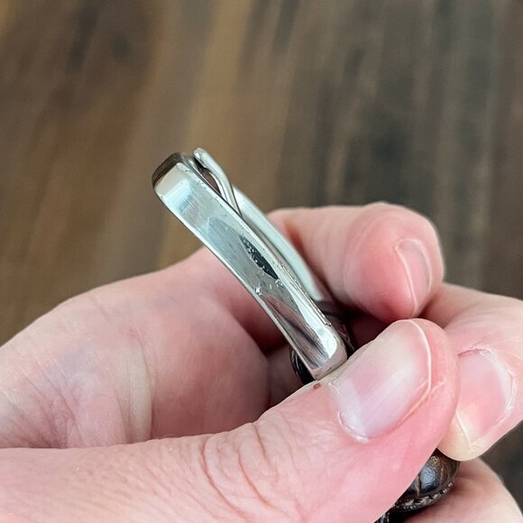 Coach Croc Embossed Calfskin Leather Belt Solid Brass Buckle Mens Size 34 Brown - Picture 8 of 16